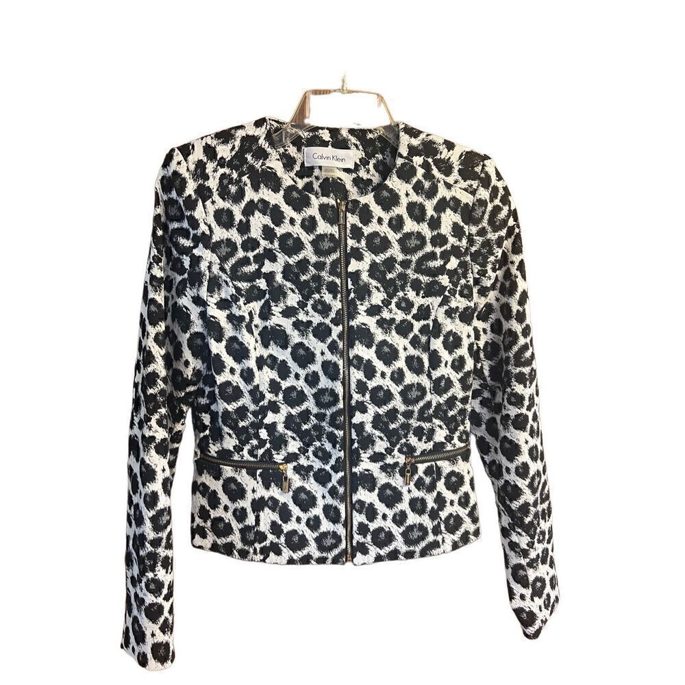 Calvin Klein Animal Print Jacket Sz 6 Petite NWOT